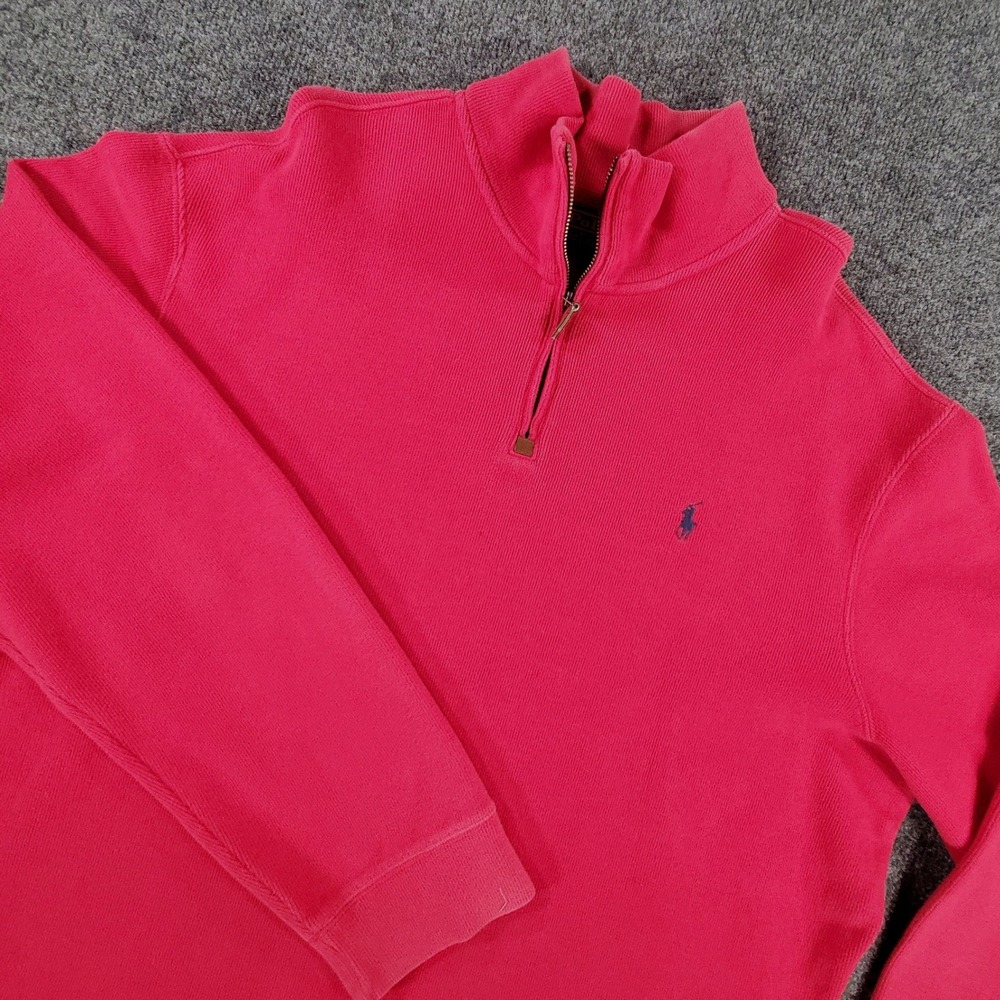 Polo Ralph Lauren Pullover Mens XXL Quarter Zip Red Ribbed Cotton Knit